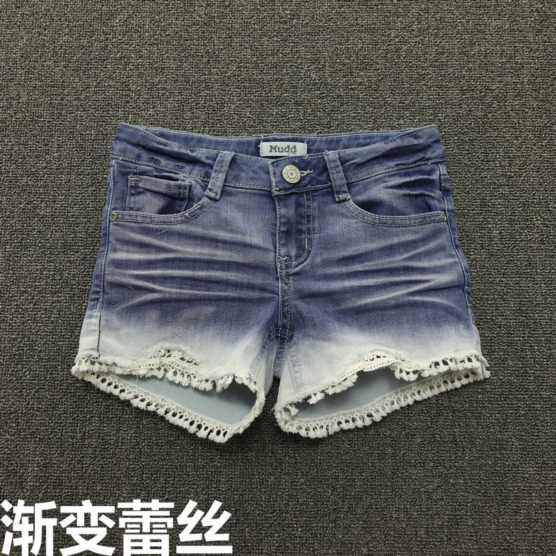 Teenage pige jeans shorts piger sommer blonde jeans børn bløde knap denim bukser børn lomme korte bukser 7-16 år