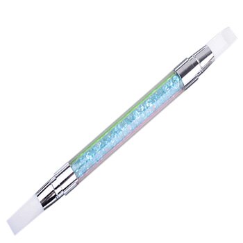 Pinceau à ongles à strass, 1 pièce, pinceau à double pointe en Silicone, tête en Silicone, accessoire à ongles, crayon acrylique à Quartz, 1 pièce: Bleu ciel