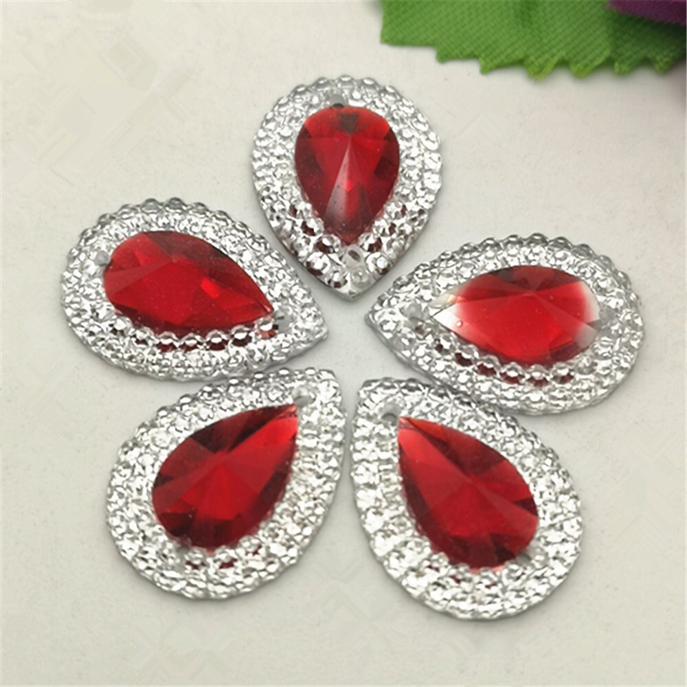 Diy 20 Stuks Mix 13Mm * 18Mm Resin Vorm Plaksteen Strass Bruiloft Decoratie: Red 20pcs