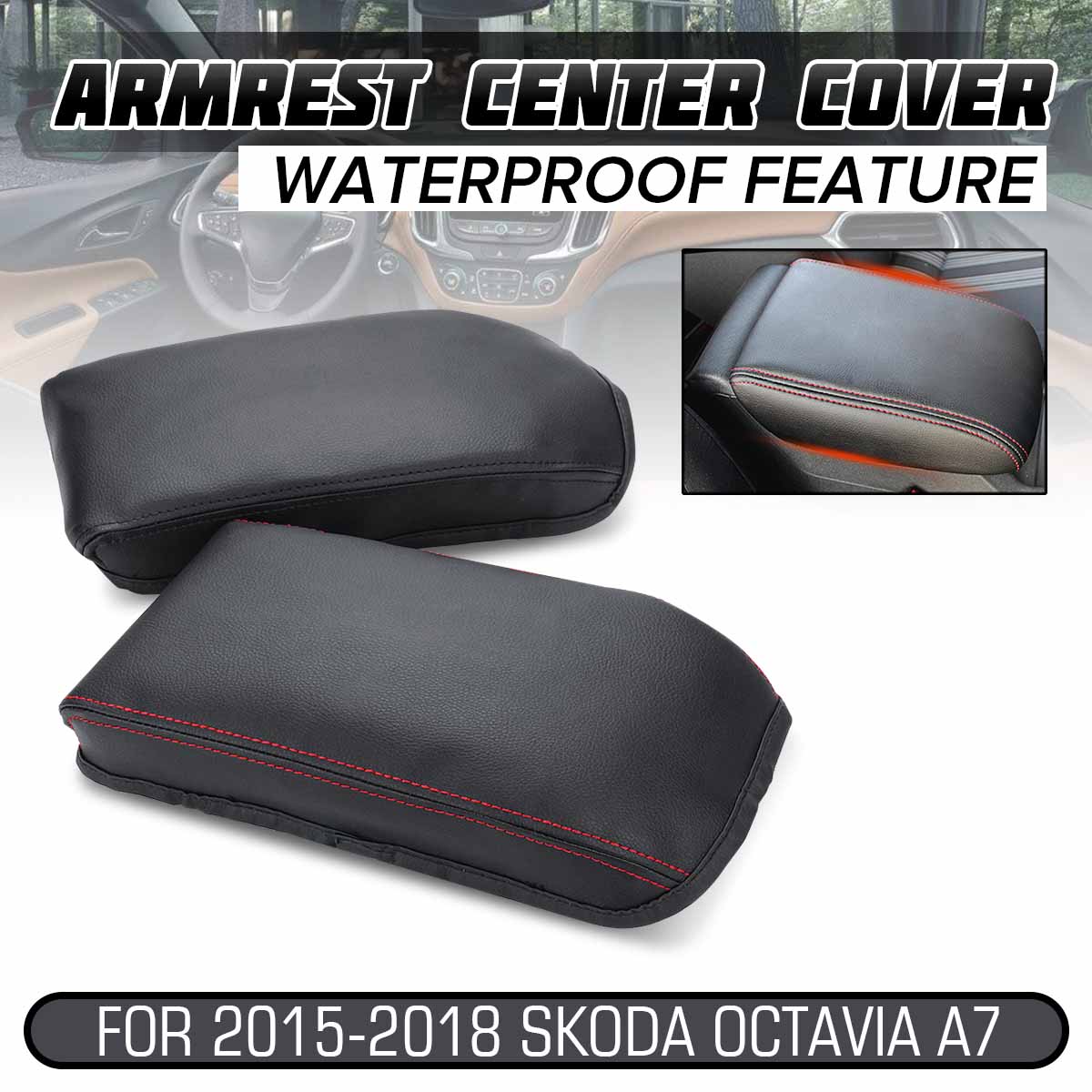 PU Leer Auto Center Console Armsteun Armsteun Box Case Cover Kussen Pad Voor Skoda Octavia A7