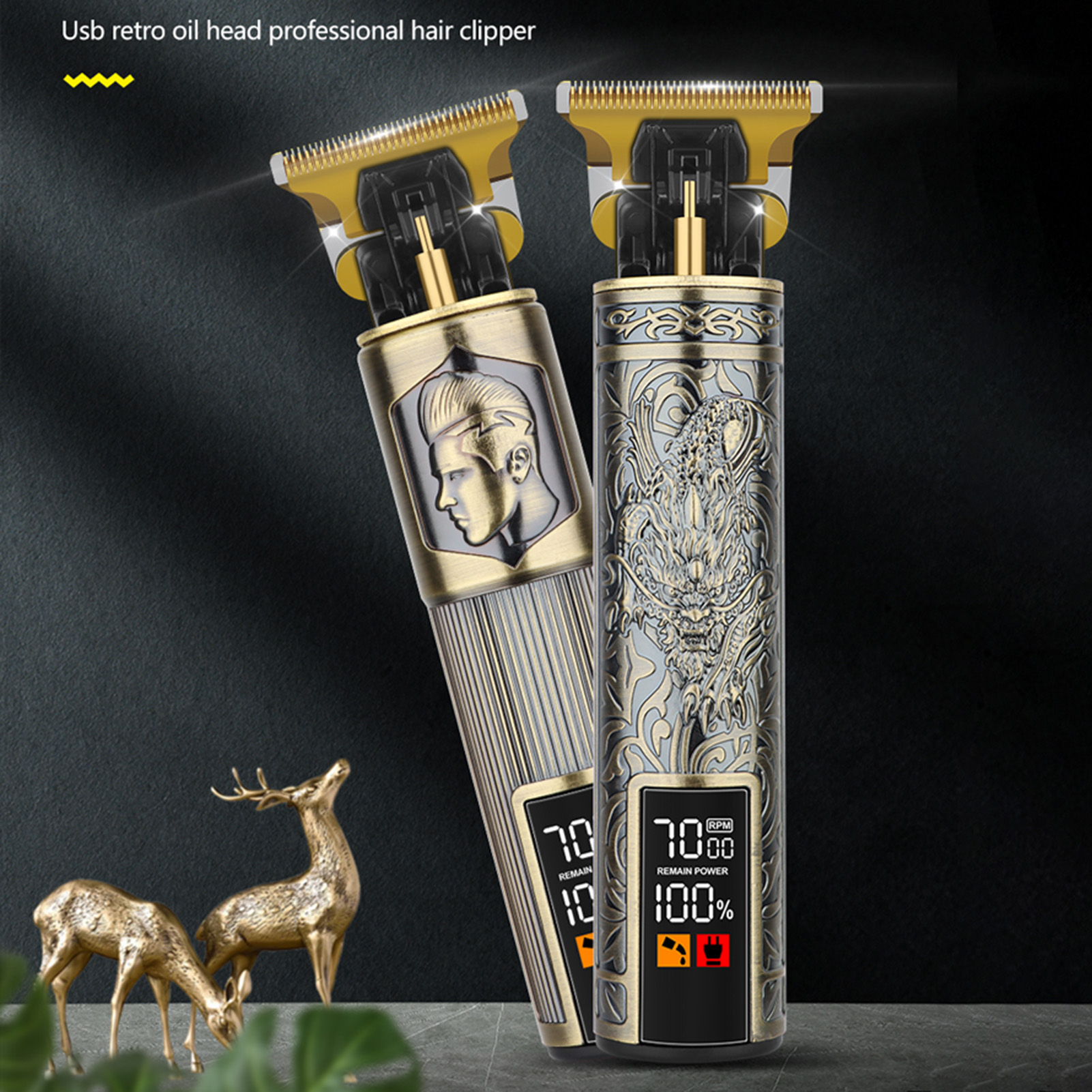 HIENA T9 Tondeuse set voor mannen LCD Power Display kapper Elektrische Tondeuse vintage carving Baard Scheren kapsel machine