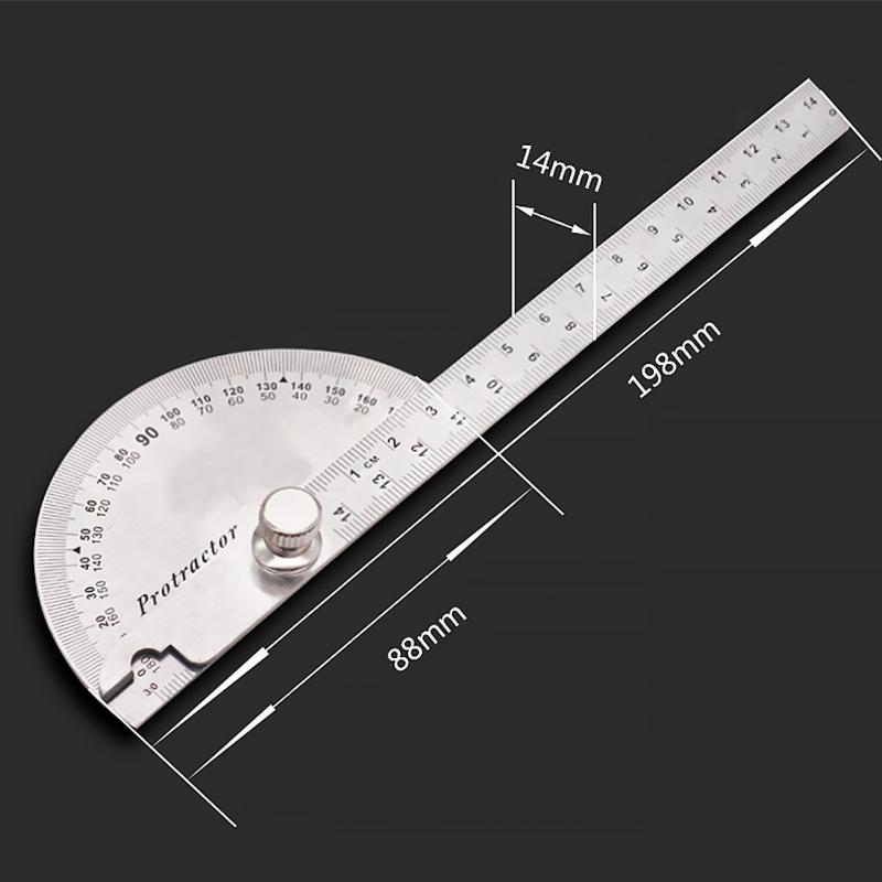14.5cm 180 Degree Adjustable Protractor Stainless Steel Caliper Roundhead Angle Ruler Mathematics Measuring Tool Woodworking