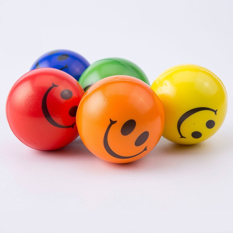 5Pcs/lot 6.3cm Smile Face Foam Ball Squeeze Stress Ball Relief Toy Hand Wrist Exercise PU Toy Balls For Children GYH