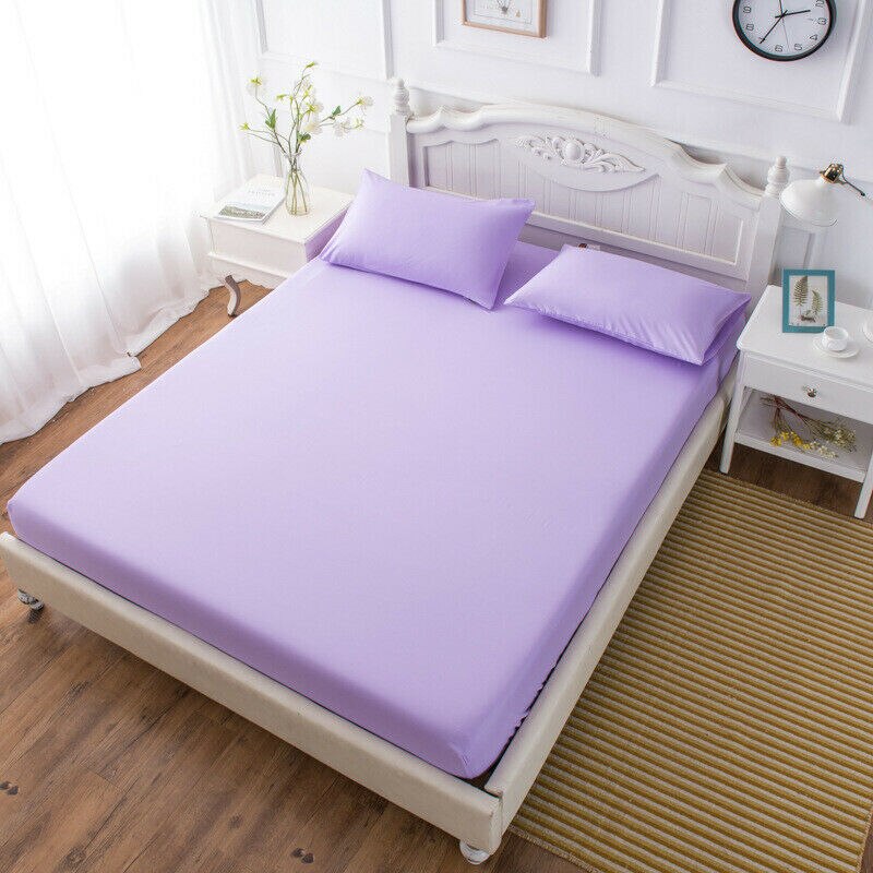 3 Size Family Bedroom Coverlets Bedspreads Fitted Sheet Elastic Sheets Single Twin Full Queen King Bedding Cover: Purple / Pillow