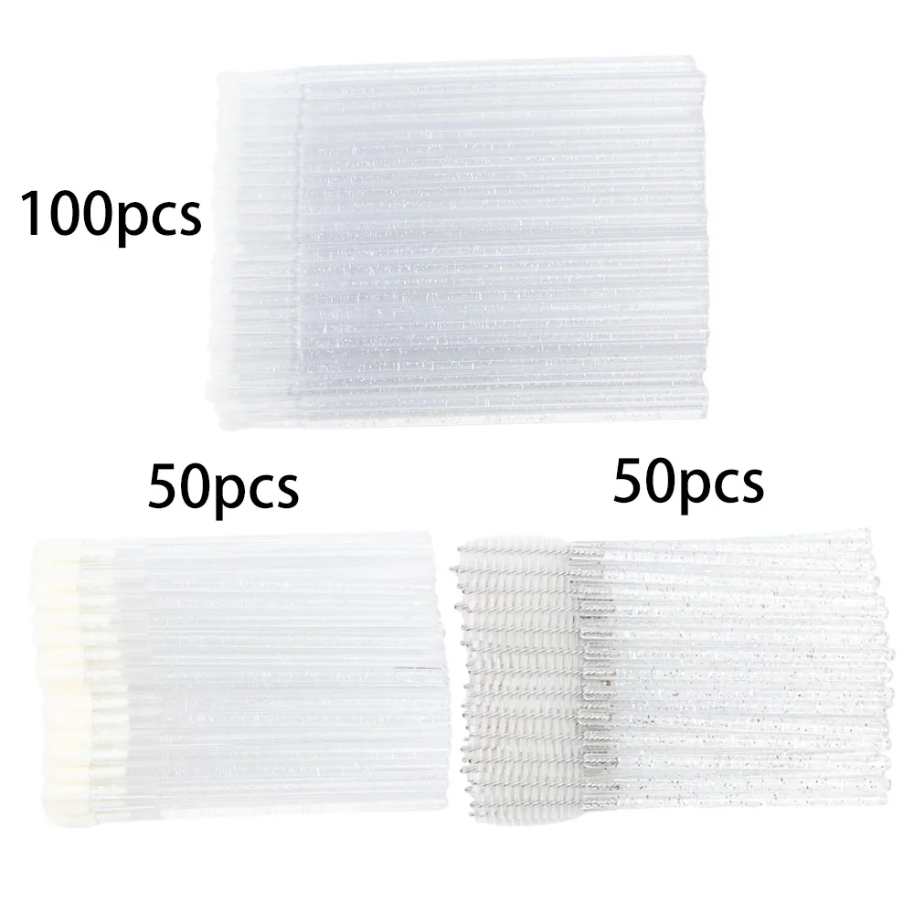 200pcs Disposable Brushes Set Mascara Wands Lip Brushes Microbrush Applicator Swab for Eyelash Extension Eyebrow Makeup Tools: Silver