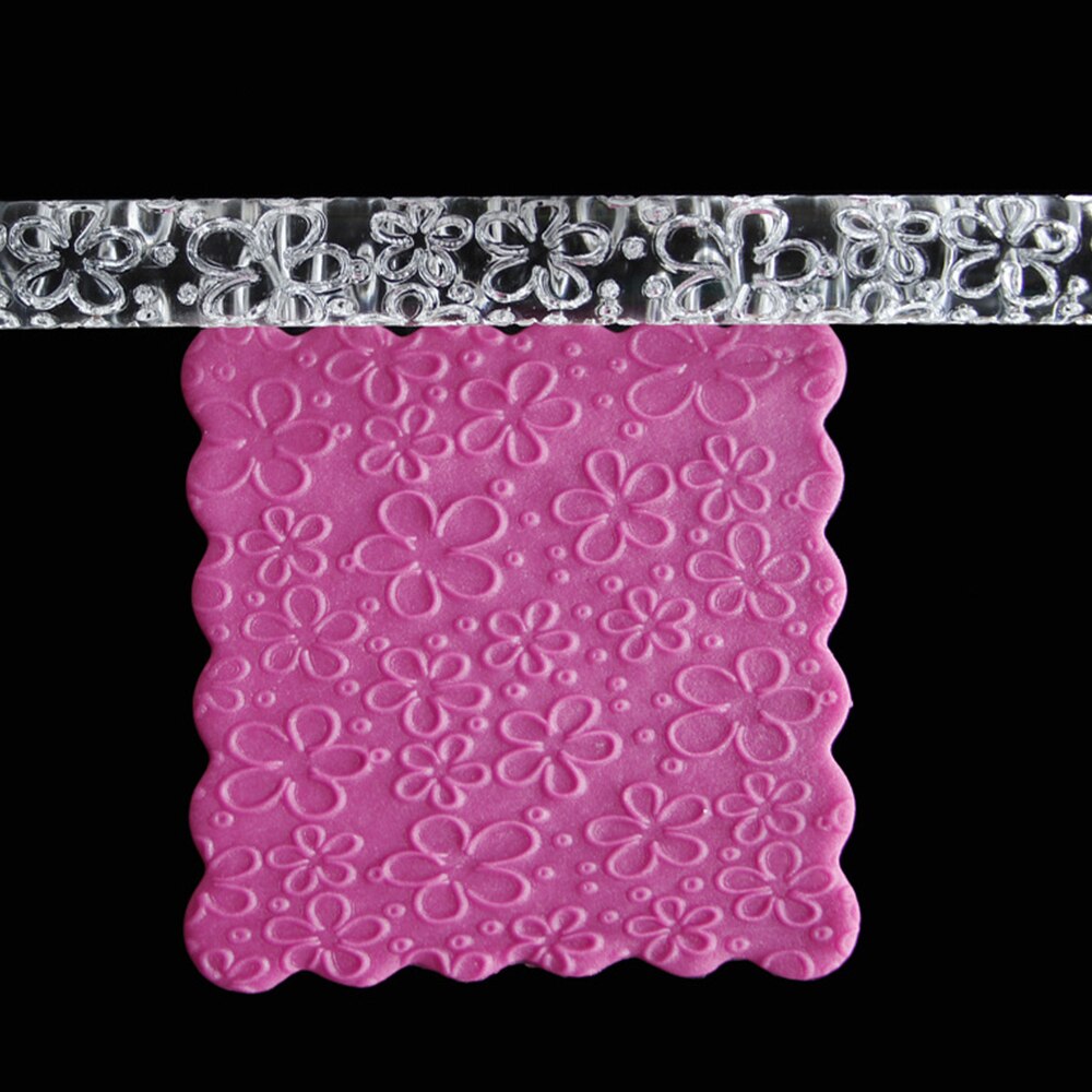 Non-stick Textured Embossing Acrylic Rolling Pin Fondant 2 Patterns Cake Roller