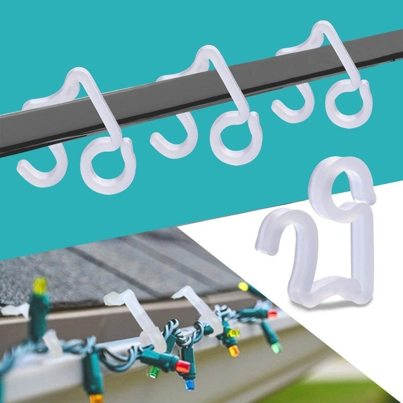 Blulu Mini Dachrinnen-Haken – 100 Stück, S-Form, Für Weihnachtslichter, Wetterfest, Transparent