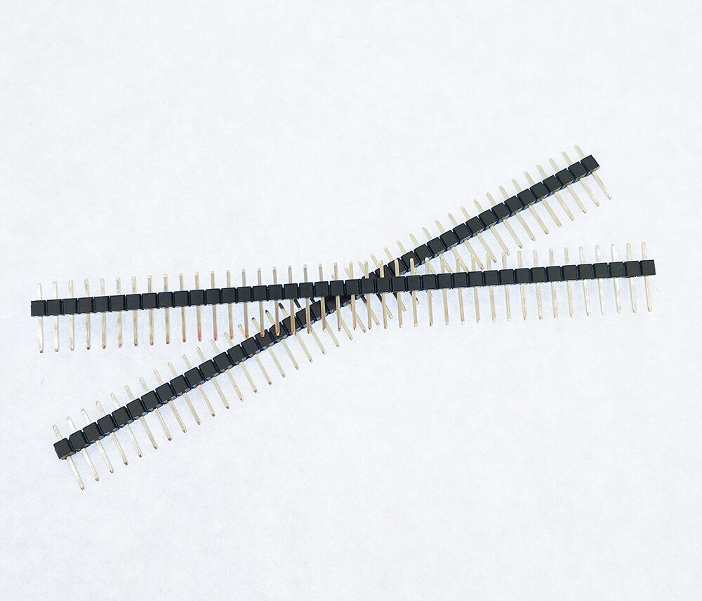 10 st 2.54mm 1 x 40p l7.5/11.4-40mm lång enkelrad rak, stapelbar trådbygel mässing guldpläterad pcb-kontakt hanstiftshuvud
