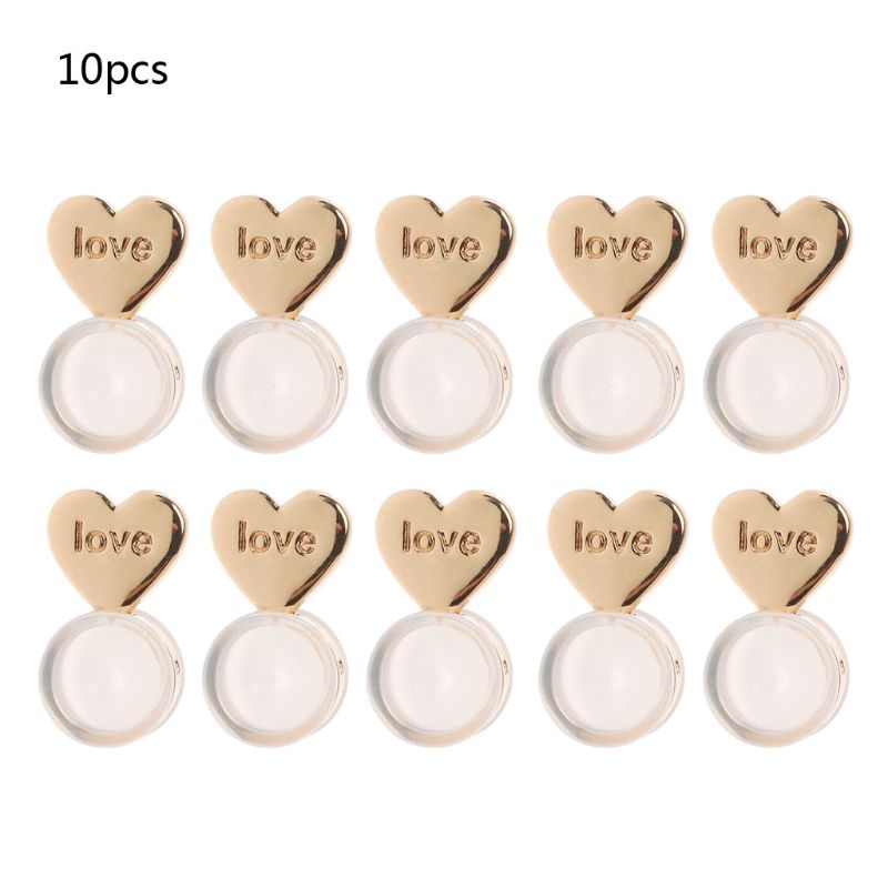 10Pcs Heart Love Magic Earring Lifters Earring Lifts Backs Adjustable Hypoallergenic Earring Nuts Ear Lobe Support: 7HH1107142-RK