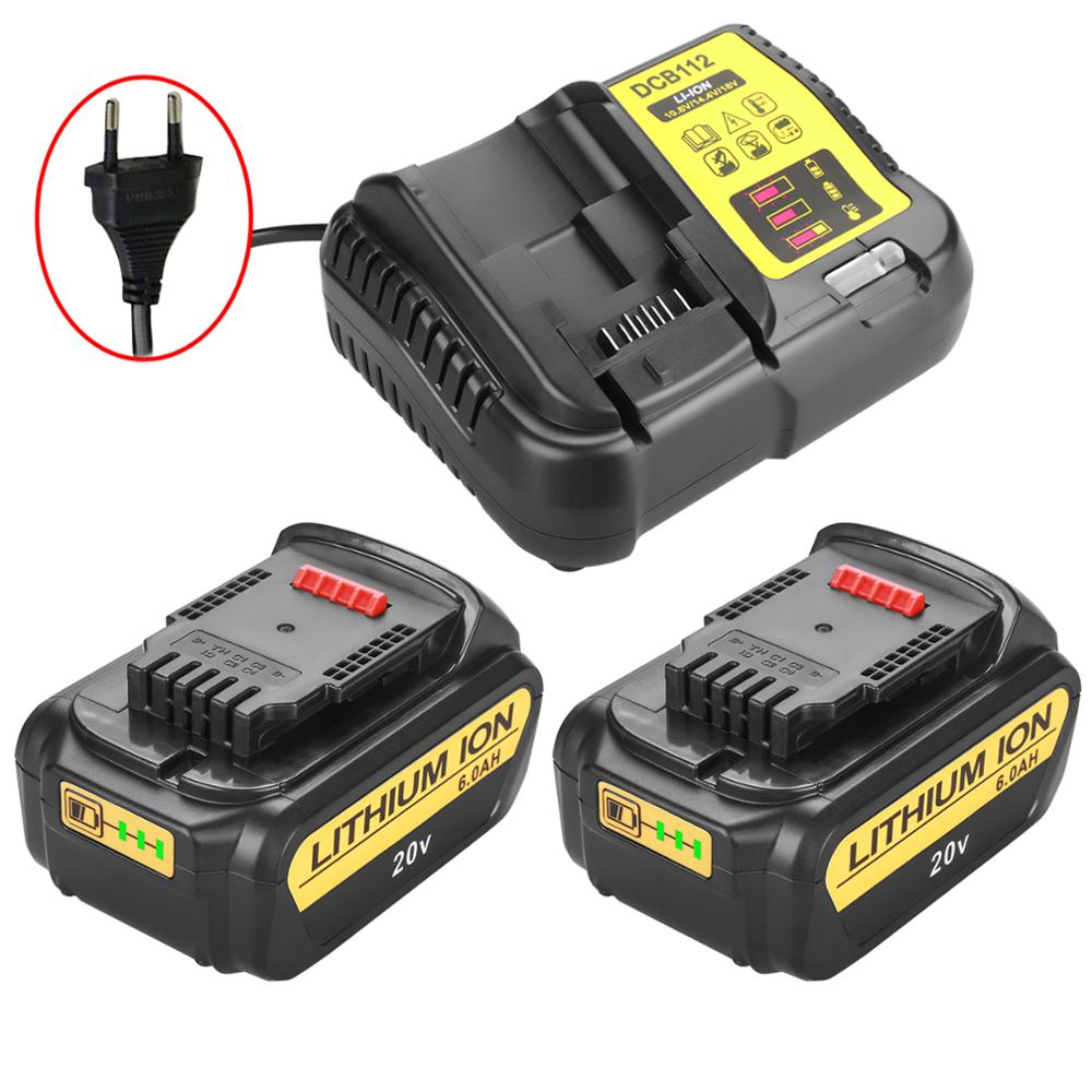 Dcb 200 20v 6ah udskifteligt li-ion batteri kompatibelt med dewalt 18 volt max xr elværktøj lithium batterier