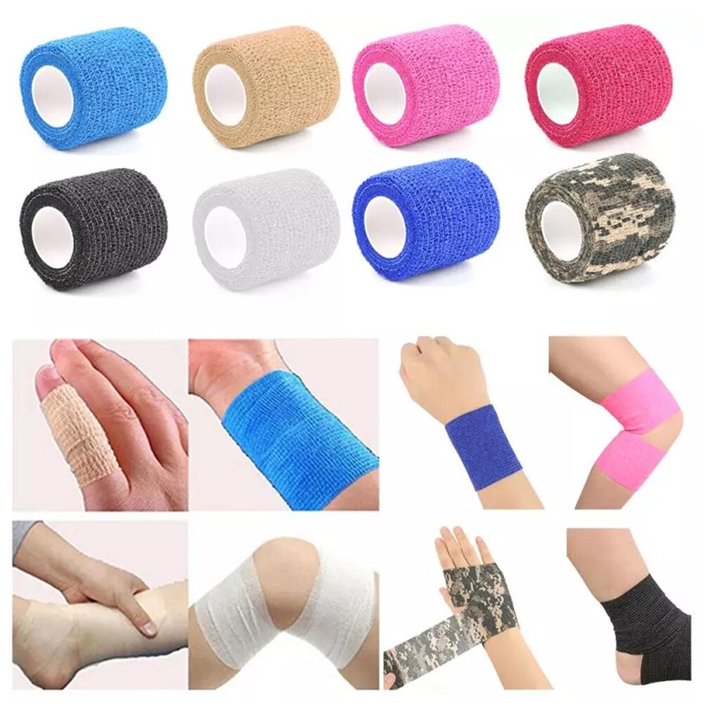 Farverig sport selvklæbende elastisk bandage wrap tape 4.5m elastoplast til knæstøtte puder finger ankel skulder