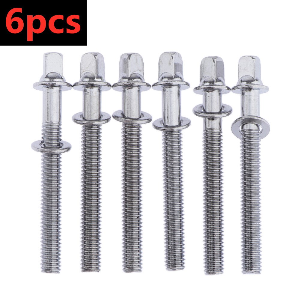 6pcs 12pcs 18pcs 24pcs 36pcs 50mm Drum Tension Rods for Tom Drum Screws Hoops Rims Bass Drum Hardware Parts Accessory: 6PCS