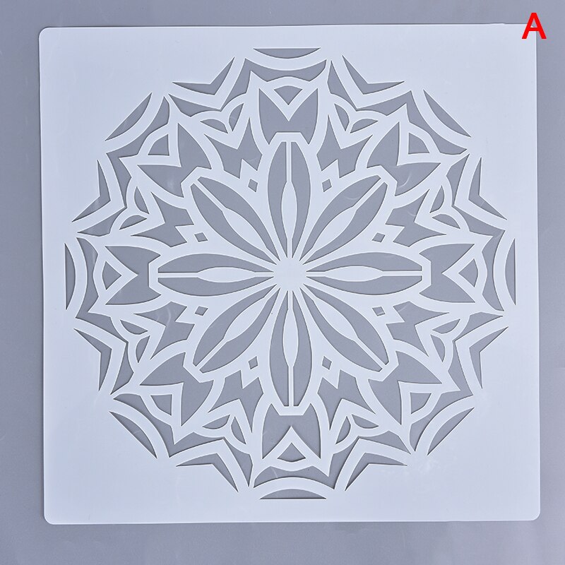 Mandala Lotus Schablone Malerei Geometrie Boden Zauberstab Dekorative Vorlage DIY Sammelalbum Färbung Präge Album Werkzeug: A