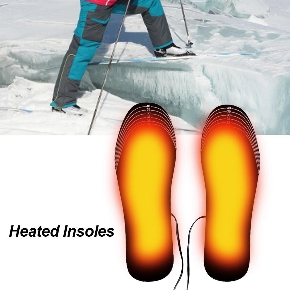 USB Heated Shoe Insoles Feet Warm Sock Pad Mat Electrically Heating Insoles Washable Warm Thermal Insoles Unisex Size 35-45