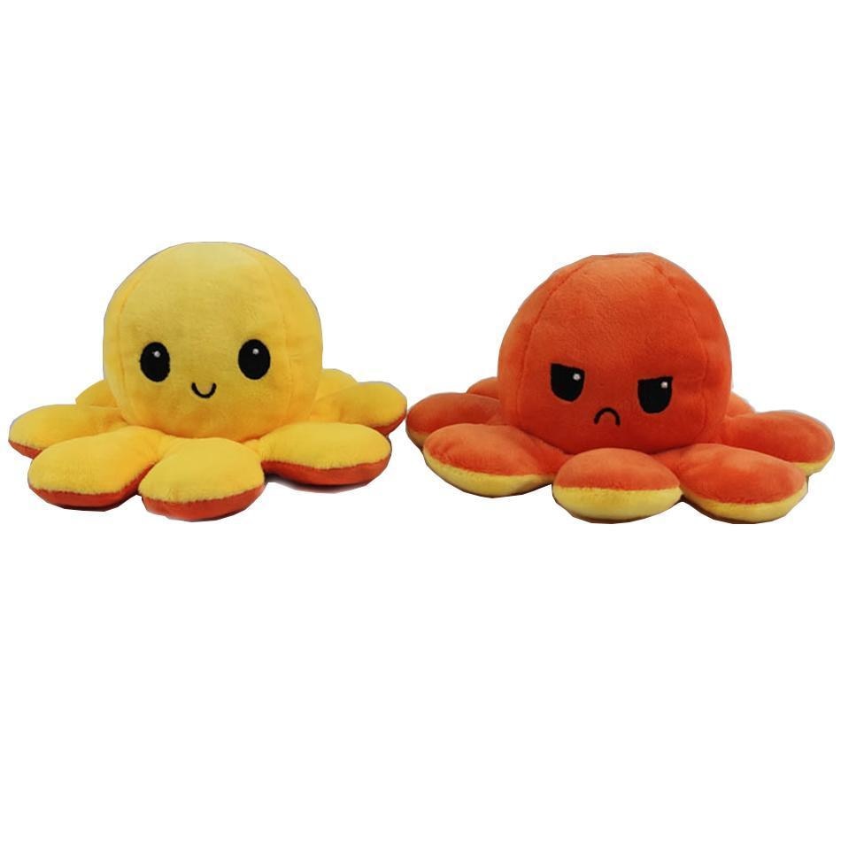 Flip two-sided Octopus Plush Stuffed Doll Toy Different Sides To Show Different Moods Soft Simulation Octopus Plush Toy For Kids