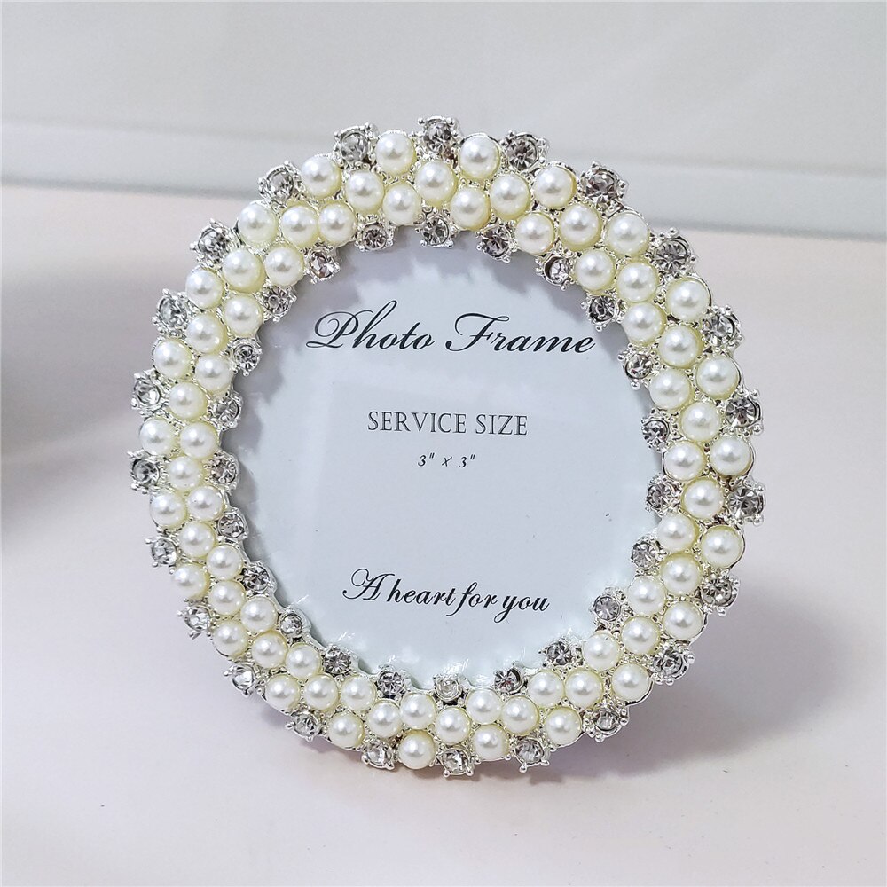 3/4/6/7 Inch Desktop Fotolijst Witte Parel Creatieve Bruiloft Fotolijst Strass Fotolijst home Decoratie
