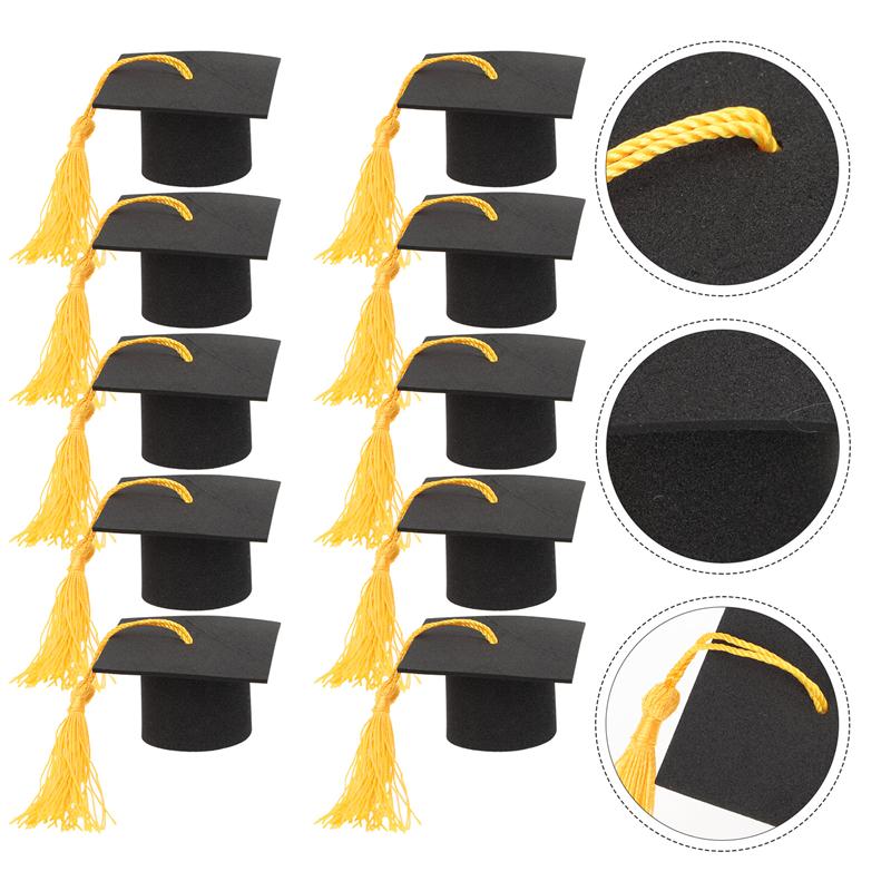 Mini gorros para decoración de pasteles, adornos de recuerdo para la temporada de graduación, sombrero de despedida de soltera, sombrero de Doctor, gorros de decoración para fiestas, 10 piezas