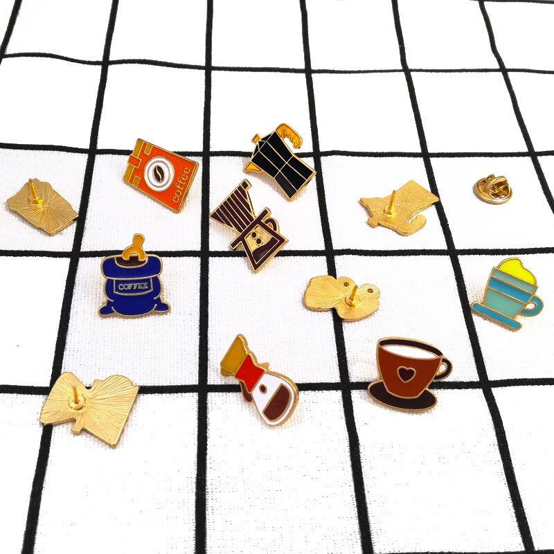Broche de Barista Retro, máquina de café, taza de cafetera, insignia conmemorativa, de cumpleaños, broches de Metal por goteo, accesorios, 11 unids/lote