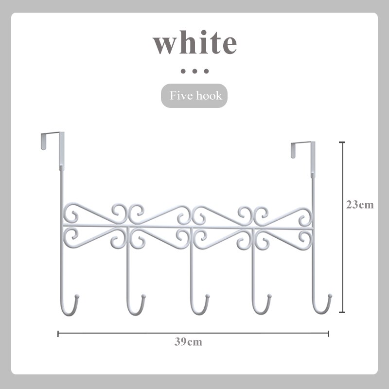 Door Hooks Coat Hat Clothes Holder Free-Punch Towel Hat Holder Key Hanger For Kids Bedrom Bathroom Door Back Storage: 5 Hooks-White