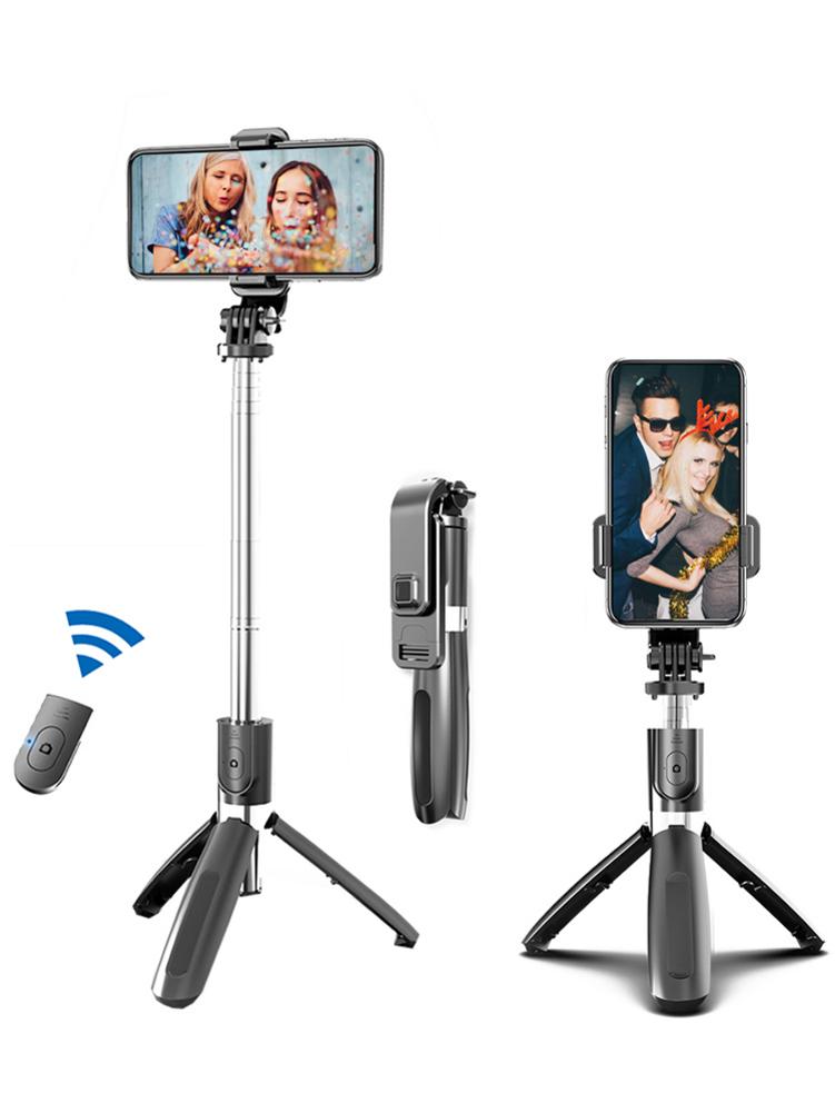 Bluetooth Selfie Stick Tripod - 100cm Extendable Handheld Monopod with Remote Shutter - Mini Tripod for iPhone Android