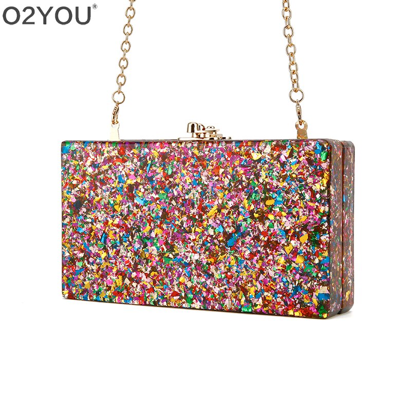 Mix kleurrijke acryl clutch tas zwarte stof binnenin metalen sluiting dames schouder handtassen strand zon reizen acryl portemonnee tassen