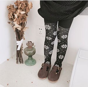 Baby Meisjes Sneeuwvlok Borduren Panty Katoen Meisjes Knie Hoge Sokken Panty Baby Meisje Kerst Panty Kinderen Panty: black / 69cm