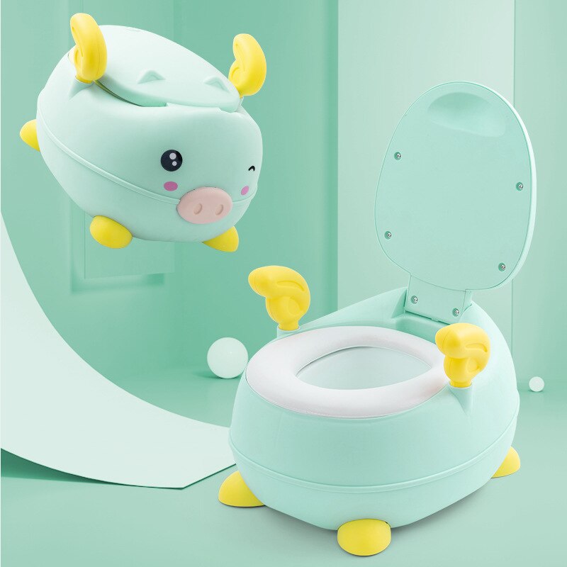 Sød gris børns gryde blød baby potte plast vej gryde spædbarn potte træning baby toilet sikker børn potte træner sæde stol: Grøn pvc soft pad