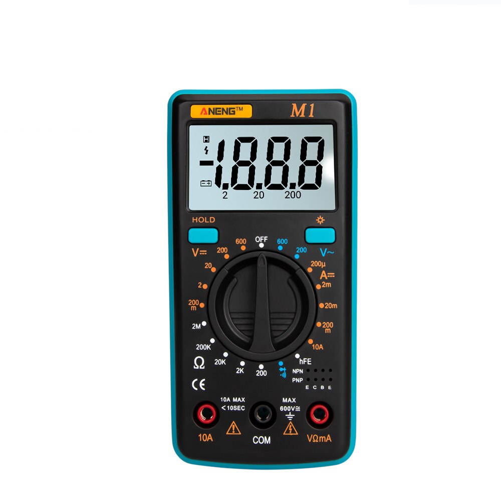 Draagbare aeng  m1 digitale multimeter lcd-achtergrondverlichting, hoge precisie ac/dc-spanning, stroom, weerstand, transistor, continuïteitstester: Blauw