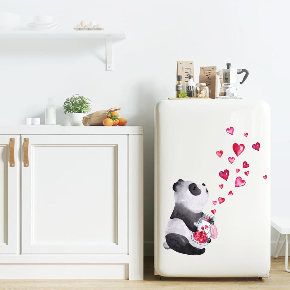 Kinesisk stil handritad panda väggdekal väggmålning konst vardagsrum sovrum skåp heminredning söta klistermärken