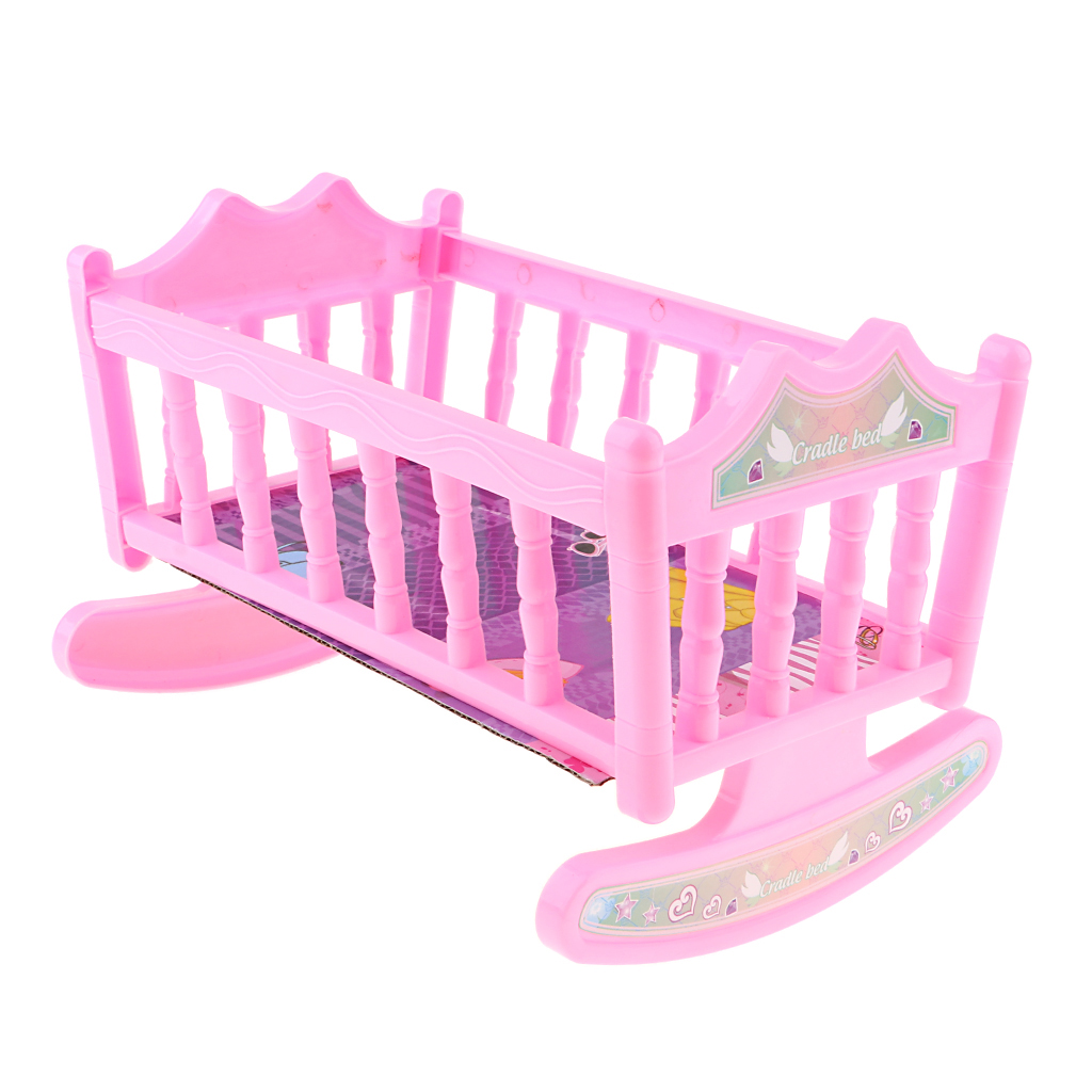 Multicolor Baby Schommelstoel Bed Kwekerij Cradle Voor 20 Cm Poppenhuis Slaapkamer Meubels Roze