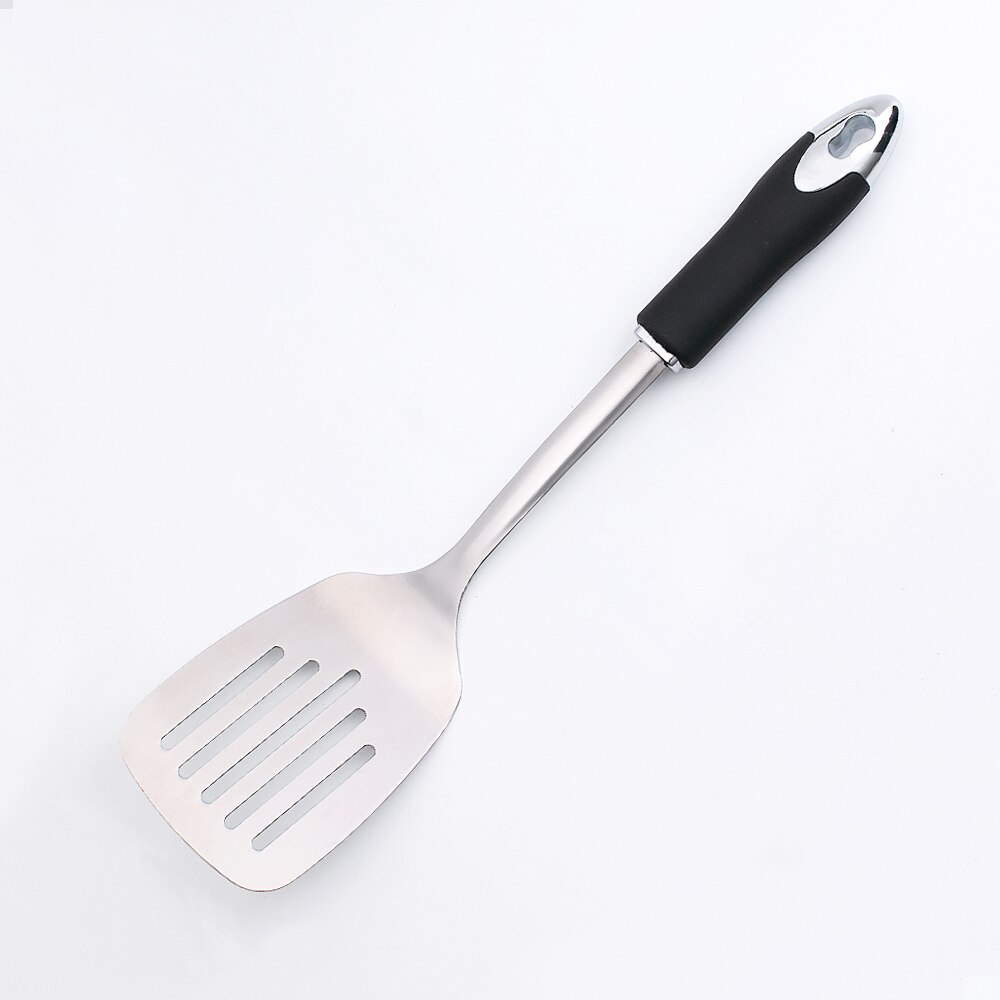 Køkken spatel slids turner køkken utæt skovl langt håndtag køkken ting multifunktionelt rustfrit stål madlavning bbq værktøjer: Spatel 1