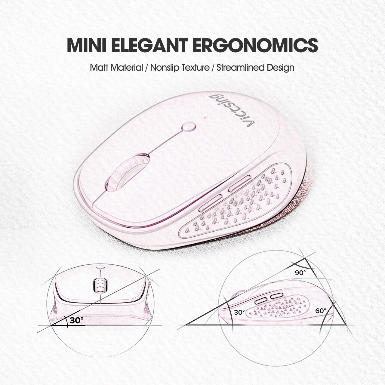 VicTsing PC300 2.4GHz Noiseless Mini Wireless Mouse Ergonomic Computer Mouse with 6 Buttons Optical Portable Cordless Mice