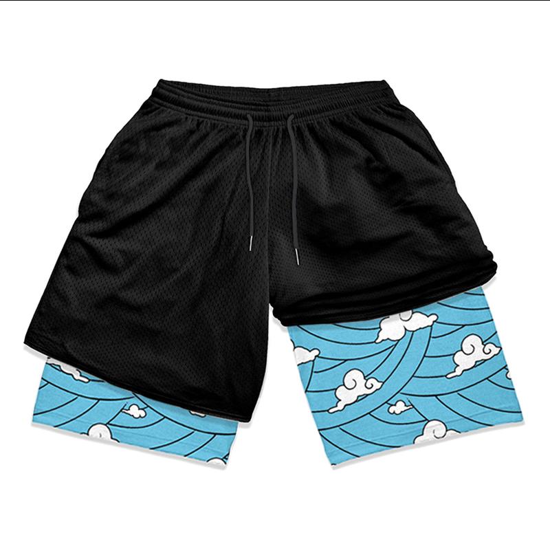Calções desportivos de compressão para performance masculino, calções elásticos, secagem rápida, 2 em 1, ginásio, fitness, treino, verão: S / Marrom