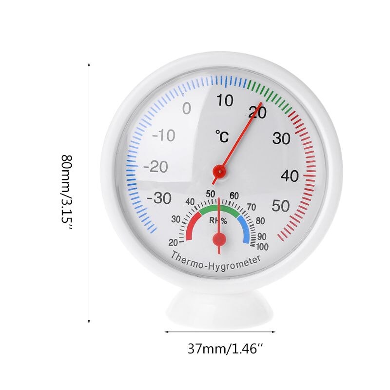 Indoor Outdoor Thermometer Humidity Meter Clock-shaped Temperature Hygrometer A0NC