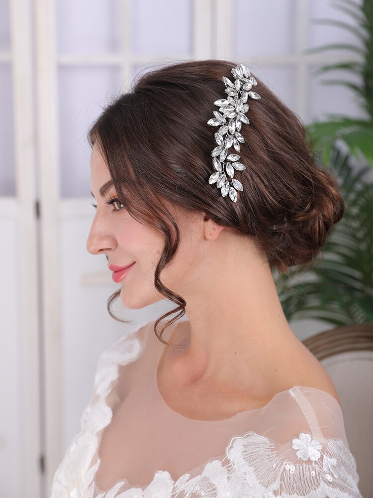 Accesorios para el cabello de boda con diamantes de imitación, tocado de novia de oro plateado, peine para el cabello, tocado para mujer, adornos