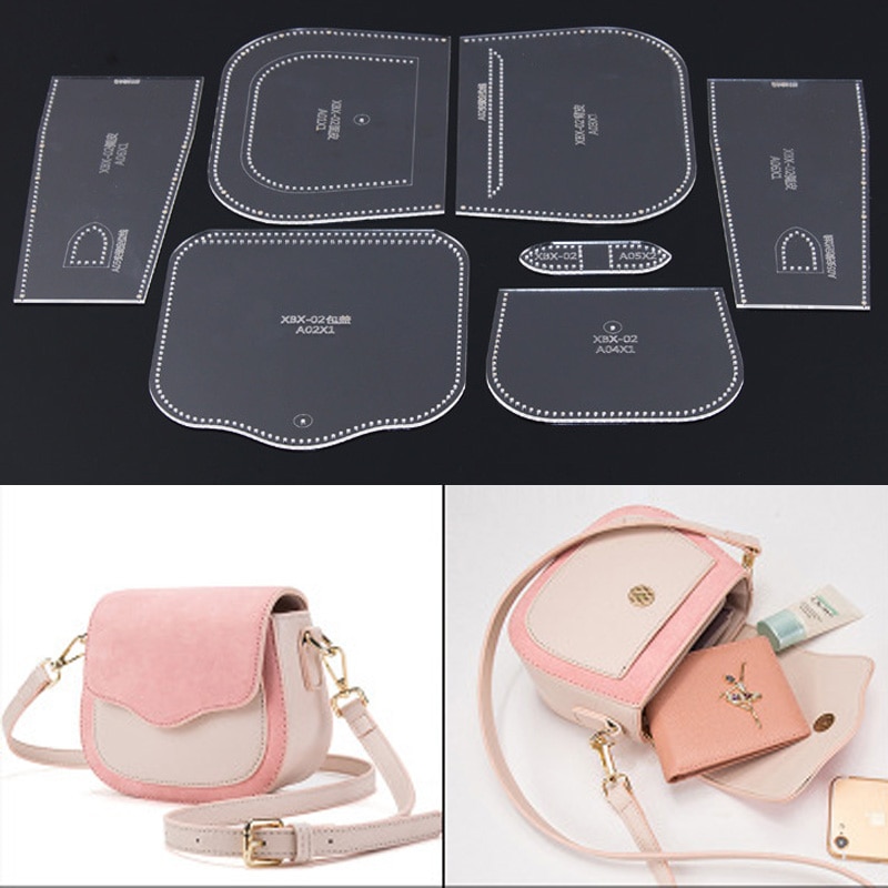 Acrylic Stencil 1set Template Pattern for Handbag Shoulder Bag Leather Craft Pattern DIY Bag Stencil Sewing Pattern 17.5x13x7cm