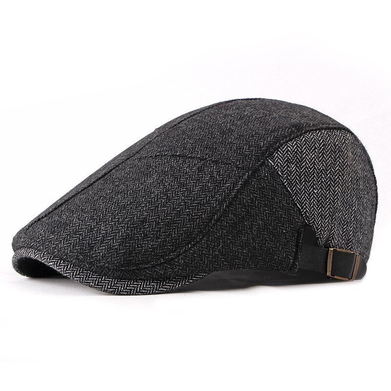 Gorra plana de algodón y lino para hombre, boina para conducir, Golf, Gavroche, Verano: Black