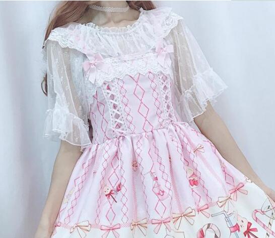 JSK-robe d'été Lolita à volants, robe falbala pour gâteaux, robe et blouse pour bonbons: blouse A
