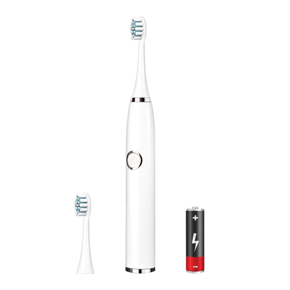 Brosse à dents électrique Super sonique pour adultes et enfants, avec minuterie intelligente, pour le blanchiment, IPX7, étanche, batterie AA remplaçable: White 2 Heads
