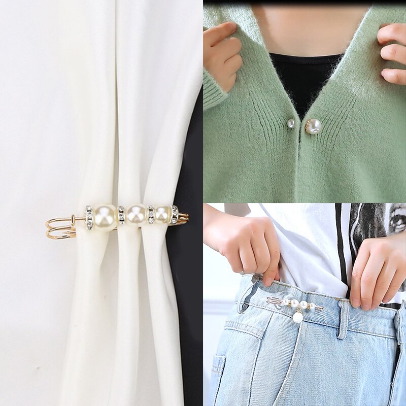 Broche sæt store perler tøj brocher perle revers nål sweater kjole broche bukser nåle badge spænde tilbehør