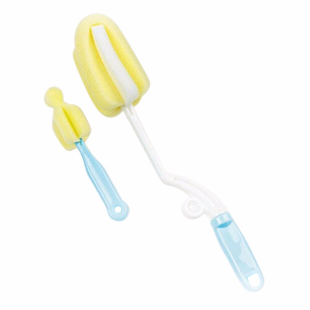 360 Degree Rotating Sponge Brush Baby Milk Feeding Bottle Nipple Cleaning Scrubber Brushes