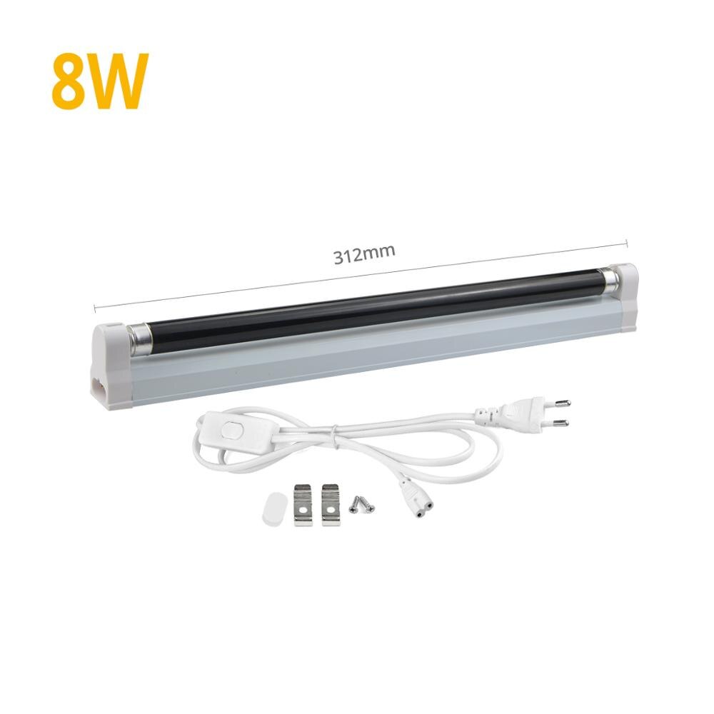 Blacklight blå uv lyspære 110v 220v t5 tube bar lys uv ultrafiolett fluorescerende cfl lys julefest scene fiolett lampe: 8w med plugg / 110v