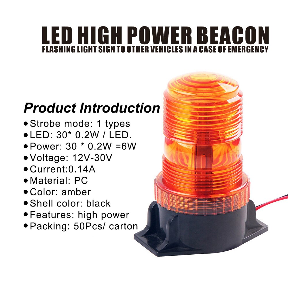 Flashing Lamp Indicator Light Warning Beacon Light LED Amber Emergency Signal Light for School Bus 12-36V Safety Strobe