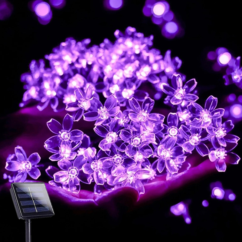Cour extérieure solaire fée lumières fleurs de cerisier chaîne éclairage lampe pour jardin arrière-cour pelouse clôture Patio décor de noël