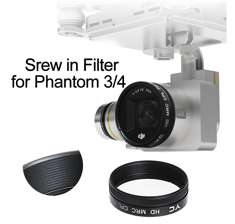 Skrue på uv cpl  nd2-400 nd8 nd16 linsefilter til dji phantom 3 adv pro phantom 4 3a 3p drone kamera linsefiltre