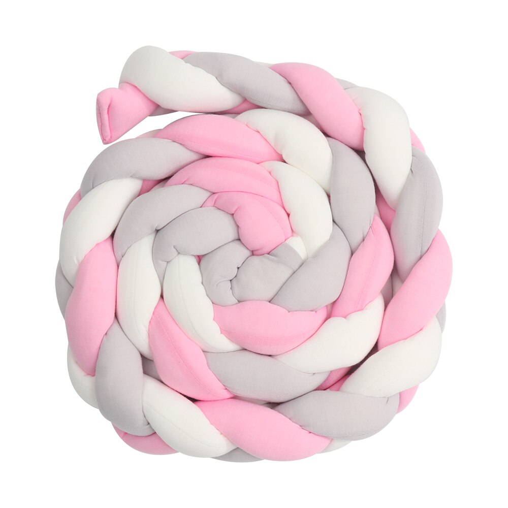 Crib Protection Pad Nordic Knot Newborn Bumper 2M Long Bed Surrounding Crib Decoration Knotted Braid Pillow Crib Bumper: 2m pink