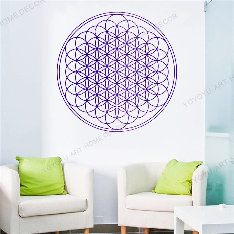 Mordern Home Flower of Life Geometric Wall Sticker Circle Mandala Wall Murals Yoga Studio Decor Geometry Lines Decal rb-73
