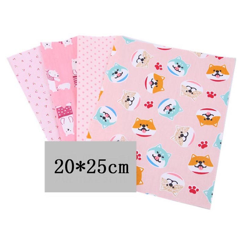 4 draps/ensemble 20x25CM coton Patchwork vêtements tissu accessoires de couture tissu d'impression florale matériel bricolage à la main couleur mélangée: 8 Dogs