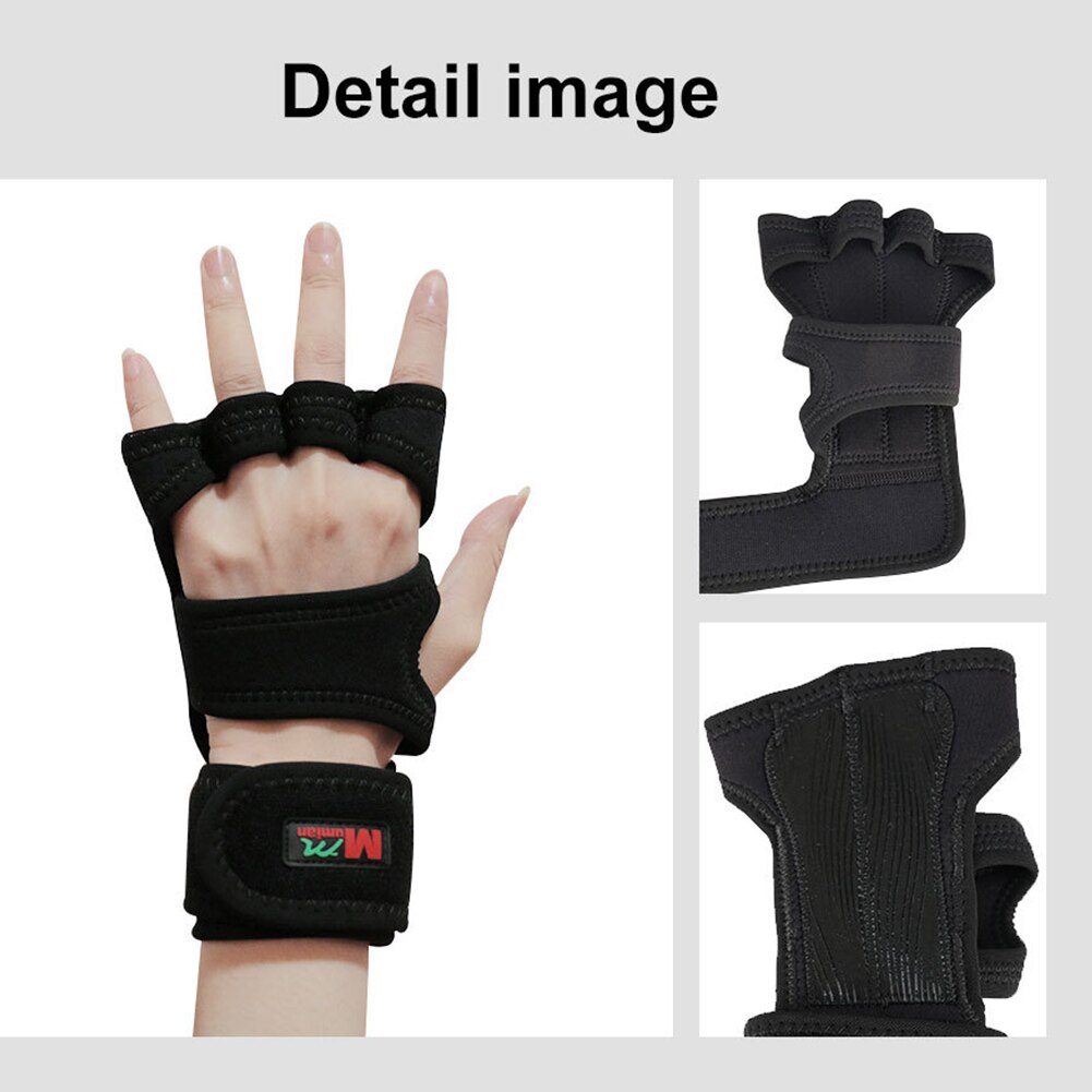 1pair Wrist Support Weight Lifting Gloves Elastic Gym Fitness Half Finger Non Slip Cross Training Strong Grip Pull Ups Workout