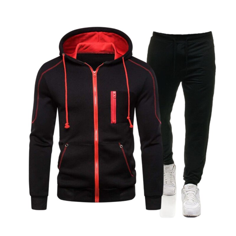 Ensembles survêtement hommes automne hiver sweat à capuche cordon tenue vêtements de sport mâle costume pull deux pièces ensemble décontracté